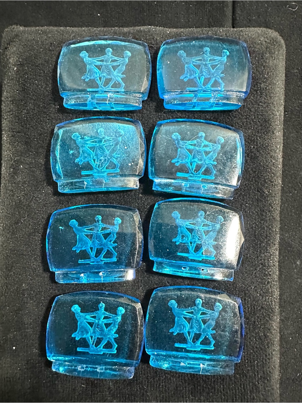 Vtg: 1930’s Victorian Czech Intaglio Glass Dancing Girls DIY Pieces set of 8